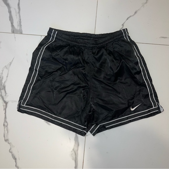 Vintage Nike black & white striped silky shorts - Picture 1 of 3